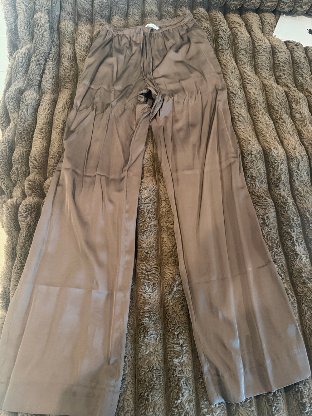 Abercrombie & Fitch Wide Leg Satin Pants in Brown
